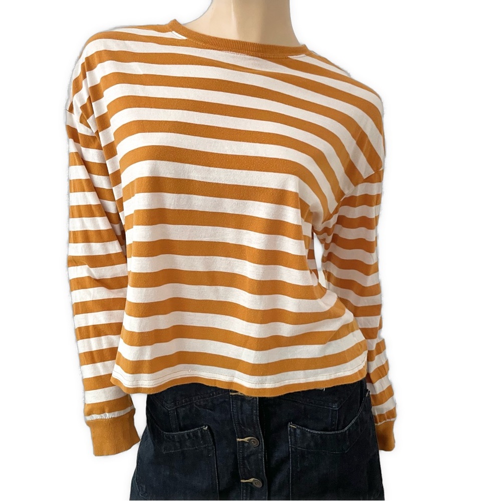 Divided- Mustard and White Striped Long Sleeve Top- M